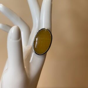 🆕 Yellow Lace Agate Gemstone And Sterling Silver Ring Size 8- 🆕